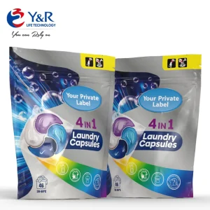 5 in 1 Capsules Laundry Pods Yellow Cleaner Detergent for Washing Clothes Gel Low MOQ Acceptable Softening