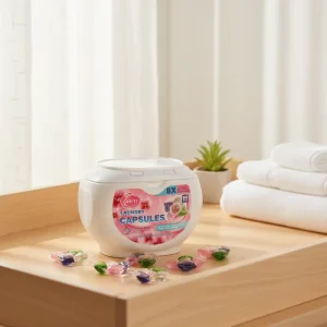 Cápsula de detergente concentrado de 8 g 5 en 1, disolución rápida, película soluble en agua, segura para colores, fragancia fresca, caja de 60 piezas, ODM a granel