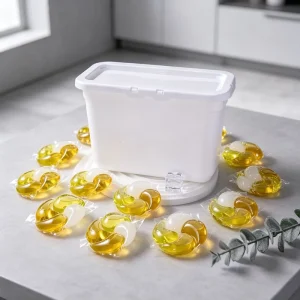 Cápsulas de detergente para lavandería con logo personalizado, 5 en 1, anti transferencia de color, aroma duradero, perlas ecológicas