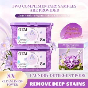 Detergent All in 1 High Efficiency Laundry Pod Long Lasting Fragrance Cleaning Products Customized & Private Label Lundry Pod