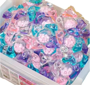 Disposable Apparel Laundry Detergent Gel Pods 5 in 1 Capsules Floral Scent Beads 50% 80% Active Ingredients for Automatic Hand