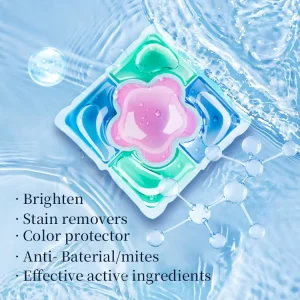 High Quality Disposable 5 in 1 Satin Removal High Efficiency Capsules OEM Private Label Biodegradable Apparel Laundry Pods
