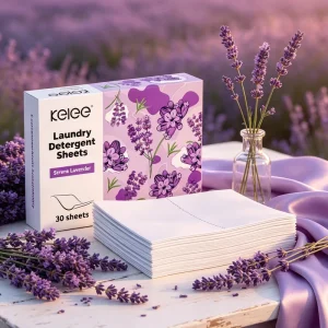 KELEE Household Cleaning Laundry Detergent Sheets Eco Friendly Hypoallergenic Lavender Laundry Detergent Sheets