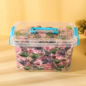 OEM 5in1 세탁 캡슐 100개 박스 8g 각 강력한 얼룩 제거제 플로럴 향 생분해성 저자극성 세제 팟