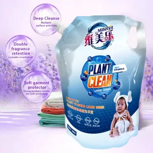 Professional Disposable Lavender Scent Liquid Deep Stain Removal Gentle Hands Laundry Detergent for Apparel Bag Packing