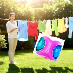 Three in one Eco Friendly Disposable Laundry Detergent Pods with Floral Scent and Fragrance Enhancer