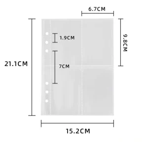 10 Sheets pack A5 Binder 6 Ring Loose leaf Refills Sleeves Inner Pages Photocard Protective Sleeves