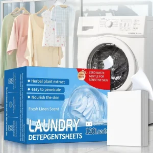 3 in 1 120 Loads Compressed Fresh Linen Scent Laundry Sheets Detergent Softener and Dryer Sheets in One