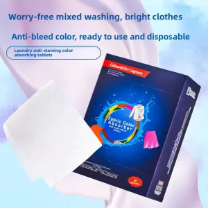 50pcs One Box Color Grabber Color absorbing Fabric Patches Disposable Unscented Eco Friendly Dye Transfer Tablet Laundry Sheet