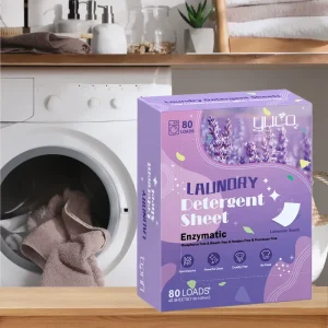 Biodegradable Eco friendly Disposable Solid Laundry Detergent Sheets 80 Loads Concentrated High Foam 80% Active Ingredients