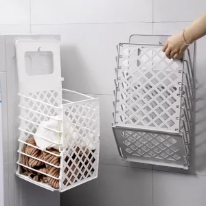 Collapsible Laundry Basket Wall Hanging Organizer Bathroom Foldable Dirty Clothes Hamper with Handle