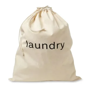 Custom Commercial Portable Reusable Dirty Cloth Storage Bag Canvas Cotton Hotel Drawstring Laundry Bag