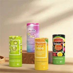 Custom Cylindrical Eco Friendly Biodegradable Recyclable Gift Boxes Paper Tube Packaging for Laundry Detergent Pods