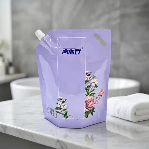 Bolsa de pie con pico para líquidos de limpieza impresa en huecograbado con logo personalizado y tamaño personalizado