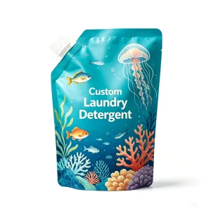 Custom Printed Household Cleaner Laundry Detergent Packaging Reusable Stand up Spout Pouch Durable Leakproof Plastic Bag