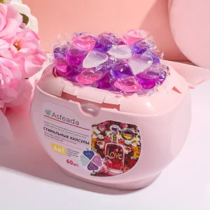 Custom Printed Standing Box Packaging for 4 in 1 Laundry Detergent Pods and Plastic Laundry Pod Packaging Bags 11g X 60 Pcs