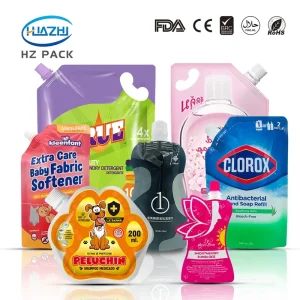 Busta Doypack in plastica riutilizzabile con stampa personalizzata, sacchetto con beccuccio per liquido da bucato, confezionamento sapone per le mani