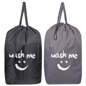 Custom Reusable Folded Underwear Mesh 190T 35x35x70cm Basket Twist Wash Drawstring Travel Laundry Bag