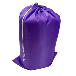 Customized Big Colorful Polyester Folding Chores Washing Drawstring Laundry Bags Purple Washbag