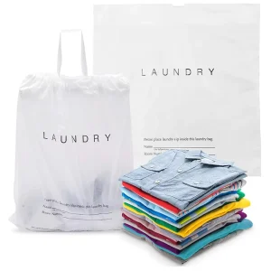 Disposable Hotel PE Plastic Laundry Bag Drawstring Guest Room Laundry Bag for Dirty Clothes