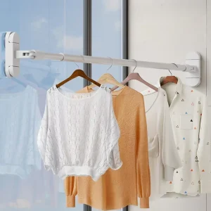 Double Suction Cup Clothes Drying Rod Heavy Duty Adjustable Laundry Hanger for Blankets Towel Quilt No Drill Needed Space Saving