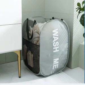 Durable Folding Simple Laundry Basket Large Washable Clothes Toy Storage Organizer Fashion Mesh Breathable Bathroom Accessories