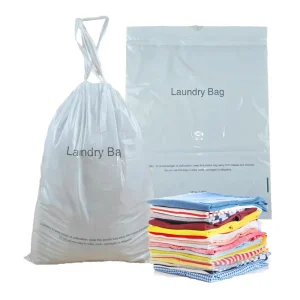 Eco-friendly Hotel Guest Room Laundry Bag Custom Logo PE Plastic Travel Laundry Bags for Dirty Clothes