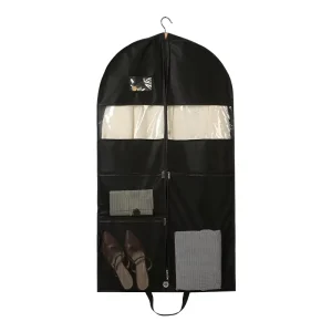 Foldable Travel Fabric Laundry Bag with Hooks and Rails for Clothing Shoes and Wardrobe Storage in Living Room or Bathroom Use