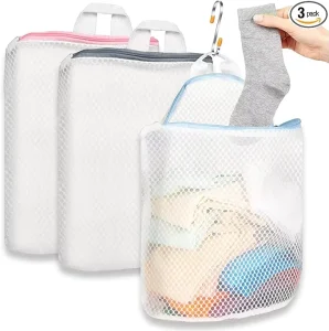 Hanging Laundry Bags for Socks with S Hooks Mesh Laundry Bags for Washing Machine
