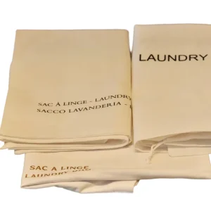 Heavy Duty Double Drawstring Black Non Woven Laundry Bag Large Folding Design for Hotel Amenities Disposable for Travel Use