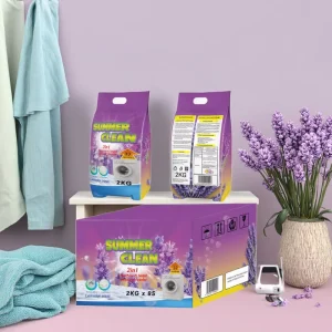 High Grade 2Kg Lavender Laundry Powder Detergent Whitening Bleaching Stain Remover Portable Eco Friendly Concentrated Natural