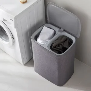 Home Bathroom Polyester Canvas Fabric Covered Laundry Basket with Handle Dirty Clothes Hamper Toy Miscellaneous Storage Bin