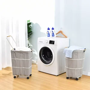 Home Foldable Portable Canvas Bag Collapsible Laundry Baskets for Dirty Clothes Toys Towels Organizer