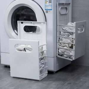 Home Plastic Laundry Basket Bathroom Non Marking Wall Mounted Non Drilling Multi Functional Clothes Sorting Laundry Basket