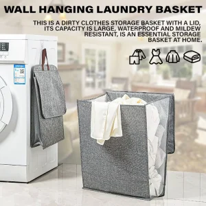 Home Wall Hanging Laundry Basket Collapsible Laundry Hamper Bathroom Clothes Organizer Basket