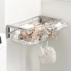 Household Collapsible Laundry Basket Wall Hanging Storage for Bathroom Dirty Clothes Modern Bathing Design