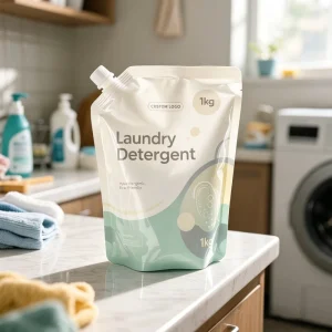 Bolsas de embalaje reciclables de detergente en polvo con pico para rellenar, impresión flexográfica