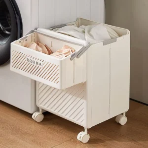 Multifunctional Household Dirty Clothes Foldable Plastic Storage Portable Sundries Laundry Basket With Wheels