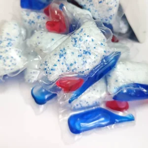 New 3 in 1 Laundry Pods 1 Powder Chamber 2 Liquid Chambers Stain Removal Fabric Care OEM Powder Washing Capsules