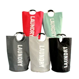 Oxford Fabric Laundry Hamper Clothes Laundry Basket with Aluminum Ring Handle