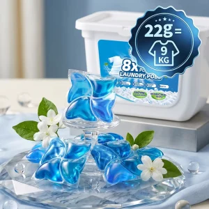 Professional OEM 22g Powerful Cleaning Premium Fragrance Deep Stain Removal Mite Control Laundry Detergent Pods for Home Wash