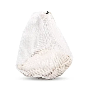 Reusable Durable Mesh Laundry Drawstring Bag Carrying Pouch with Self Lock Laundry Bag