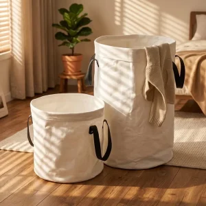 Reusable Kraft Paper Washable Storage Laundry Basket for Daily Laundry and Household Storage Bin