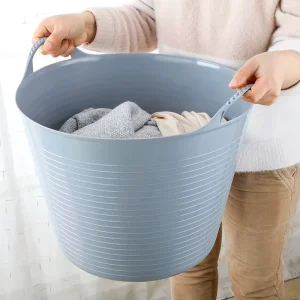 Soft Round Plastic Laundry Basket for Bath and Toilet Supplies Big Capacity with Handles Anti Slip Durable Modern Design