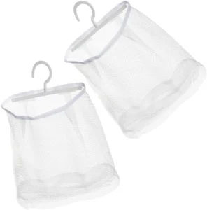 Space Saving Mesh Laundry Bag with Hooks Kitchen Bath Clothespin Holder Hanging Storage