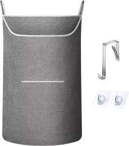 XL Black Hanging Laundry Hamper Bag Large Opening Door Design Lightweight Home Use