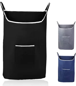 XL Size Gray Oxford Material Hanging Laundry Basket with Folding Design and Convenient Hooks Space Saving Storage Solution